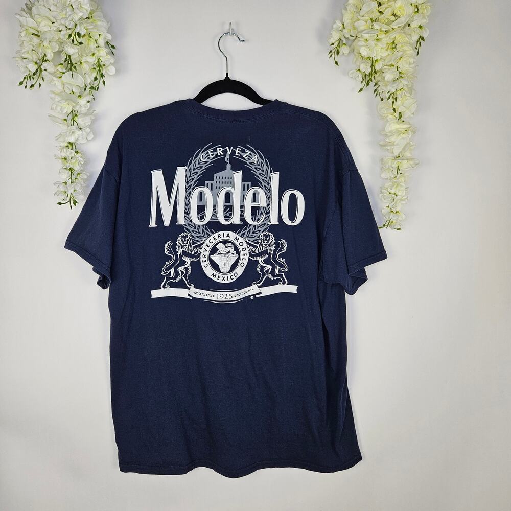 Cerveza Modelo Mexico Beer Shirt Mens XL Navy Blue Graphic Tee Casual Logo
